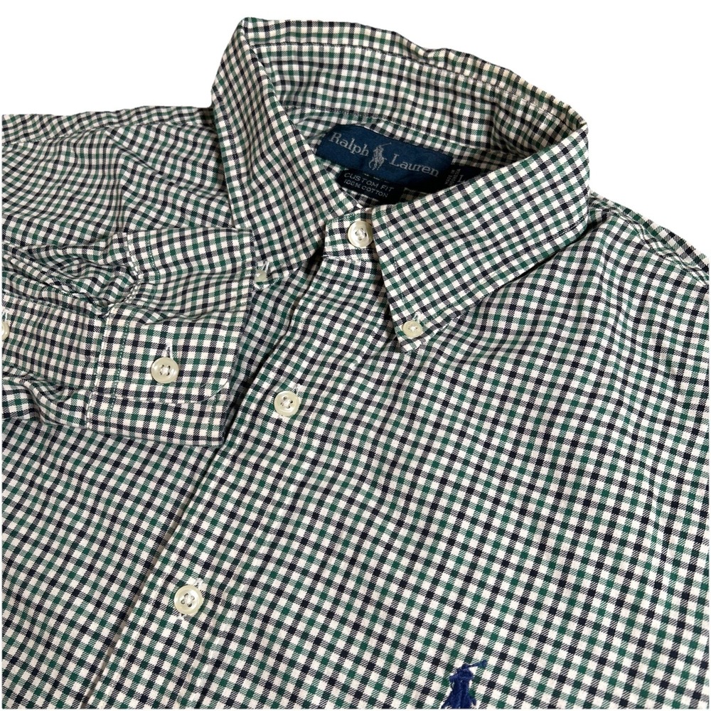 Ralph Lauren Shirt Men's L Green Gingham Long Sleeve Pony Button Down Preppy VtG